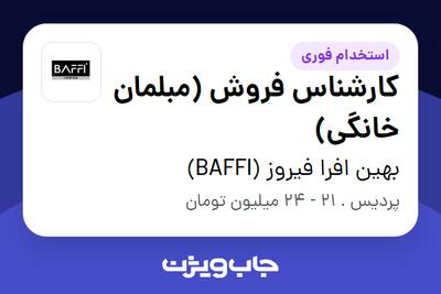  استخدام کارشناس فروش (مبلمان خانگی) در بهین افرا فیروز (BAFFI)
