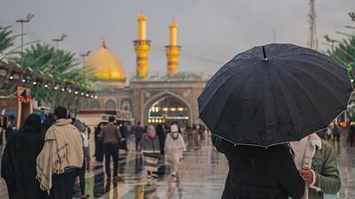  بارش شدید باران در حرم سیدالشهدا - کربلا (فیلم)