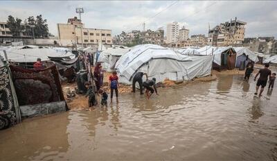  چادر آوارگان غزه زیر آب رفت