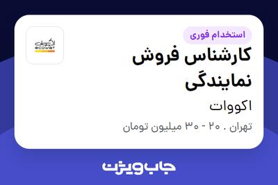  استخدام کارشناس فروش نمایندگی در اکووات