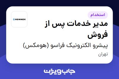  استخدام مدیر خدمات پس از فروش در پیشرو الکترونیک فراسو (هومکس)