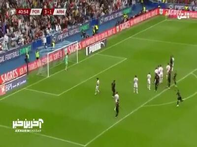  ضربه ایستگاهی محشر؛ گل چهارم پرتغال توسط ژائو نوس در دقیقه 41__پرتغال 4 - ارمنستان 1