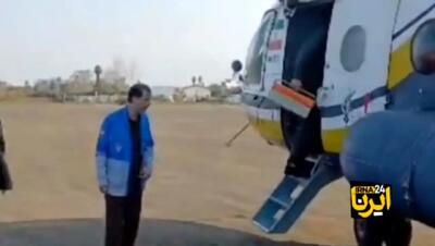  آبگیری بالگرد از دریا برای مهار آتش در جنگل چالوس