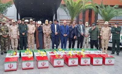  ورود پیکر پاک و مطهر هشت شهید گمنام دفاع مقدس به اهواز/مراسم تشییع دوم آذرماه