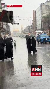 تصاویری زیبا از بارش شدید باران در حرمین کاظمین +فیلم