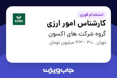  استخدام کارشناس امور ارزی در گروه شرکت های اکسون
