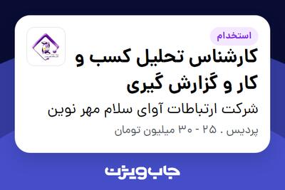  استخدام کارشناس تحلیل کسب و کار و گزارش گیری در شرکت ارتباطات آوای سلام مهر نوین