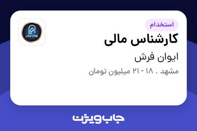  استخدام کارشناس مالی در ایوان فرش