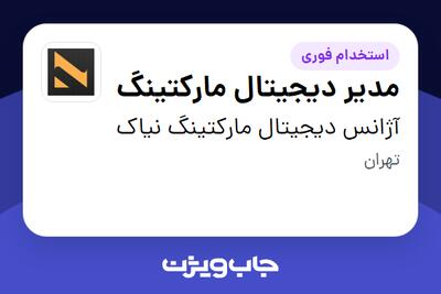 استخدام مدیر دیجیتال مارکتینگ در آژانس دیجیتال مارکتینگ نیاک