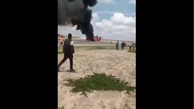  اولین تصاویر از سقوط هواپیما در فرودگاه کولوزی کنگو (فیلم)