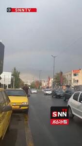  آسمان کرج پس از ماه‌ها رنگین کمان به خود دید