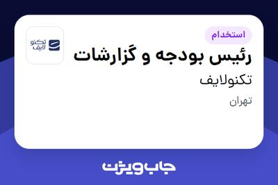  استخدام رئیس بودجه و گزارشات در تکنولایف