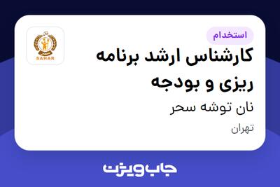  استخدام کارشناس ارشد برنامه ریزی و بودجه - آقا در نان توشه سحر