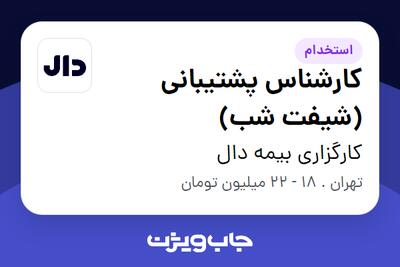  استخدام کارشناس پشتیبانی (شیفت شب) در کارگزاری بیمه دال
