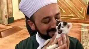  گربه مهمان ناخوانده اذان در یک مسجد/ ویدئو