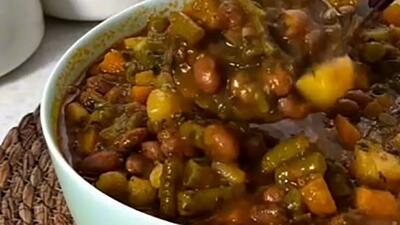 طرز تهیه غذای اقتصادی و سالم به نام خوراک لوبیا + فیلم