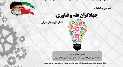  یازدهمین جشنواره جهادگران علم و فناوری استان آذربایجان شرقی برگزار می‌شود