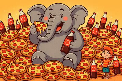  500 پیتزا برای شام یک فیل‌!  