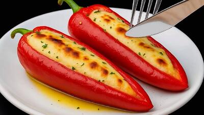  «آموزش تهیه فلفل شکم پر با پنیر ؛ غذای سریع و خوش طعم»