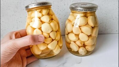  طرز تهیه سیر ترشی فوری حبه ای سفید مرواریدی بسیار آسان