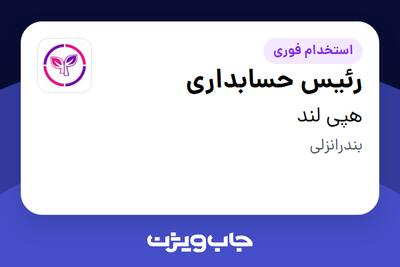  استخدام رئیس حسابداری در هپی لند