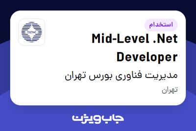  استخدام Mid-Level .Net Developer در مدیریت فناوری بورس تهران