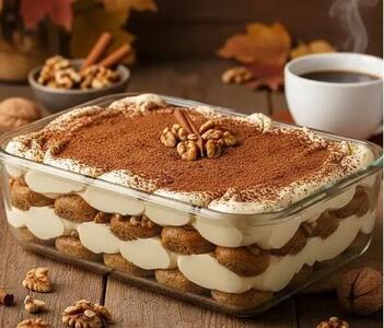 طرز تهیه ترامیسو گردو و دارچین؛ گرمای پاییز و لطافت ایتالیایی