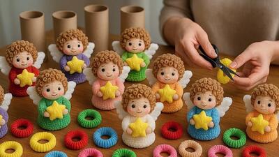  ساخت عروسک فرشته با وسایل ساده؛ خلاقیت بی نهایت با کش مو و رول مقوایی