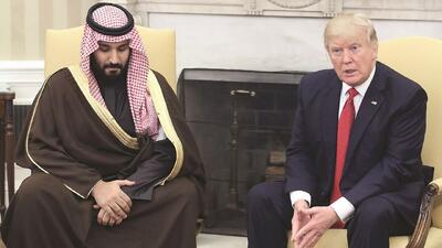  ژست جالب بن‌ سلمان در حضور ترامپ | این ویدئو پر بازدید شد