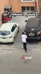  مردی با بیل، شیشه ۷ خودروی پارک‌شده را شکست