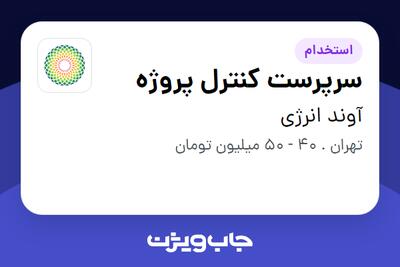  استخدام سرپرست کنترل پروژه - آقا در آوند انرژی