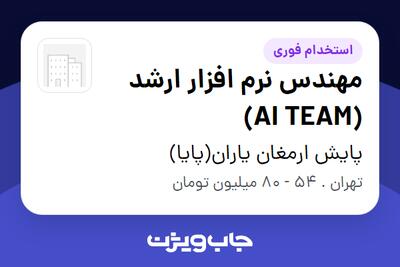  استخدام مهندس نرم افزار ارشد (AI TEAM) در پایش ارمغان یاران(پایا)