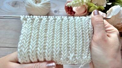  آموزش بافت تیغ ماهی با ۱ کوک ساده / خیلی زود یاد میگیری