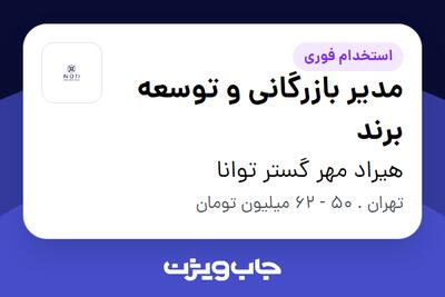  استخدام مدیر بازرگانی و توسعه برند در هیراد مهر گستر توانا