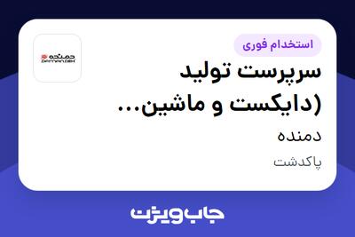  استخدام سرپرست تولید (دایکست و ماشین کاری) در دمنده