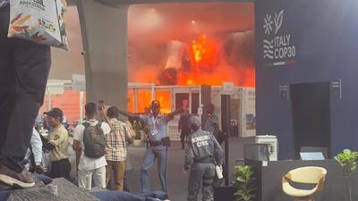  آتش‌سوزی در محل برگزاری اجلاس تغییرات اقلیمی گفت‌و‌گو‌ها را متوقف کرد