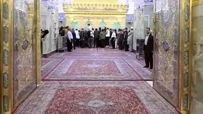  صحن مقدس حضرت عباس (ع) با فرش‌ های جدید آراسته شد + فیلم