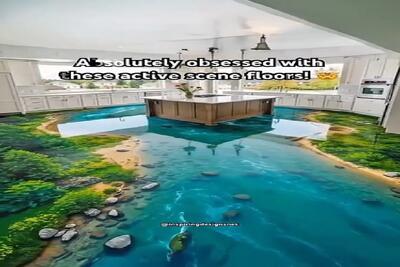  معماری خلاقانه؛ کفپوش دیجیتال متحرک زدن انگار داری تو رودخونه راه میری فوق العاده اس