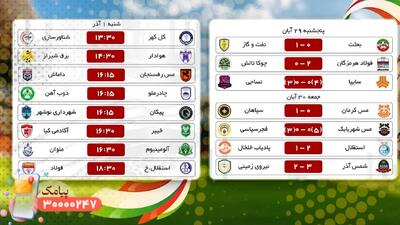  مرور برنامه بازی ها و جدول جام حذفی