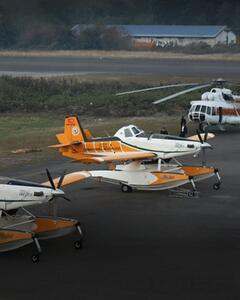  هواپیما‌های اطفاء حریق ترکیه در فرودگاه نوشهر به زمین نشستند