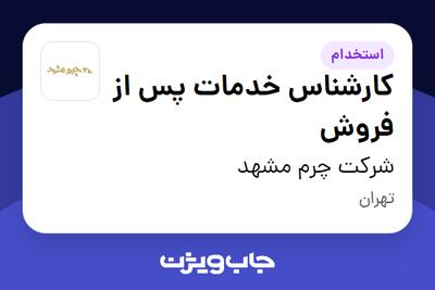  استخدام کارشناس خدمات پس از فروش - آقا در شرکت چرم مشهد