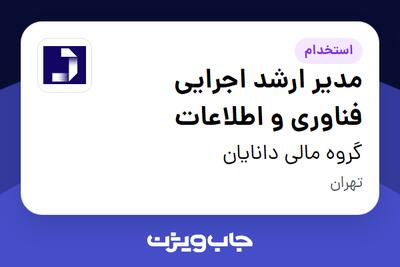  استخدام مدیر ارشد اجرایی فناوری و اطلاعات در گروه مالی دانایان