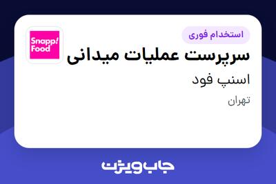  استخدام سرپرست عملیات میدانی در اسنپ فود