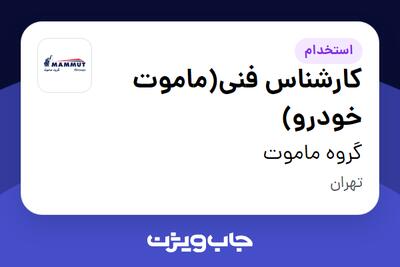  استخدام کارشناس فنی(ماموت خودرو) - آقا در گروه ماموت