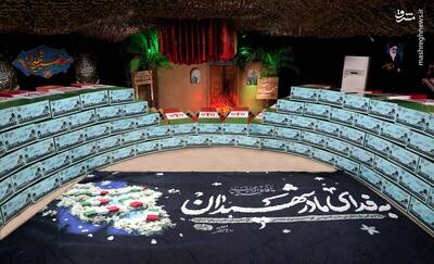  عکس/ حضور پیکر ۱۰۰ شهید گمنام در معراج شهدا