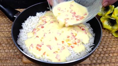  اگر در خانه برنج و تخم مرغ دارید این غذای خوشمزه رو درست کنید !