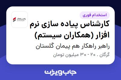  استخدام کارشناس پیاده سازی نرم افزار (همکاران سیستم) در راهبر راهکار هم پیمان گلستان