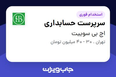  استخدام سرپرست حسابداری در اچ بی سوییت