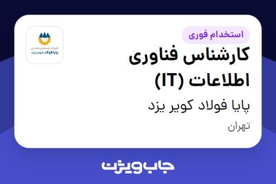  استخدام کارشناس فناوری اطلاعات (IT) در پایا فولاد کویر یزد