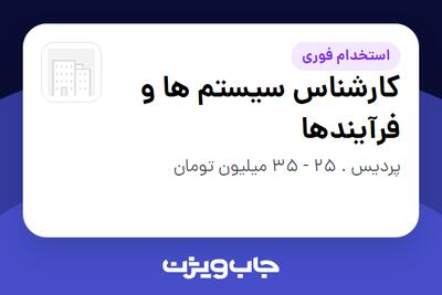  استخدام کارشناس سیستم ها و فرآیندها - آقا در سازمانی فعال در حوزه بخش دولتی